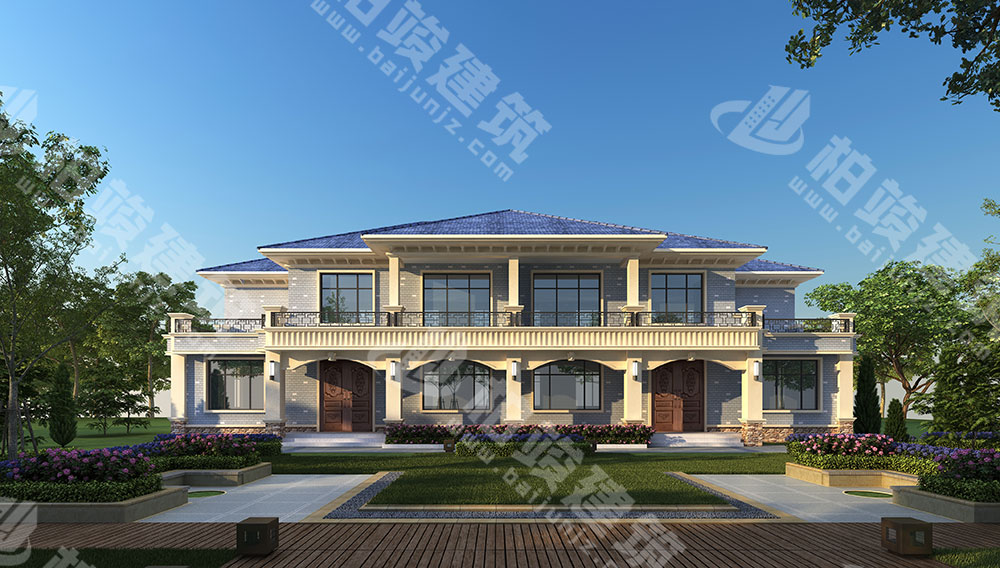 農(nóng)村自建二層雙拼別墅，磚混結(jié)構(gòu)，簡歐風(fēng)格，戶型通透，布局合理