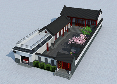 一層自建房設(shè)計(jì)圖，中式合院