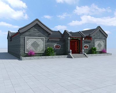 農(nóng)村中式四合院，帶堂屋。