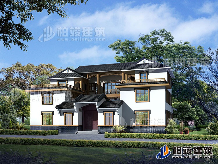 豪華新中式四合院別墅設(shè)計(jì)圖、施工圖 造價(jià)40萬BZ354-新中式風(fēng)格