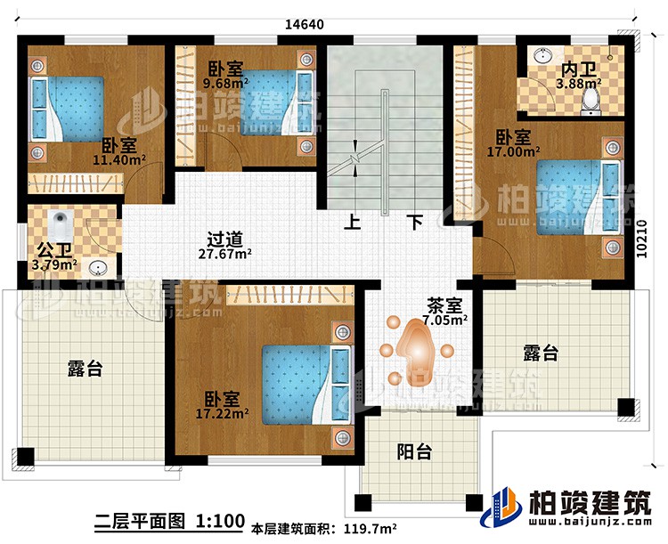 二層：4臥室，公衛(wèi)，內(nèi)衛(wèi)，茶室，2露臺(tái) ，陽臺(tái)