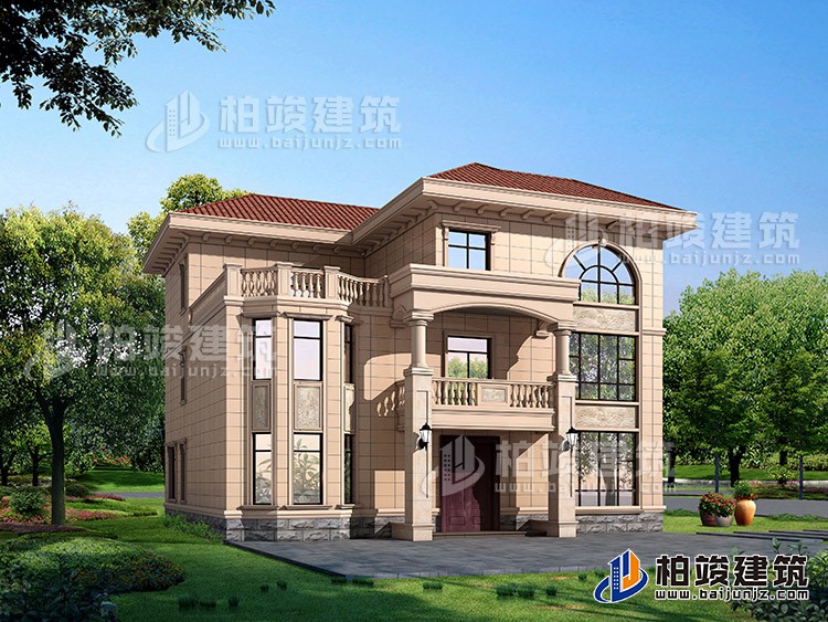 農(nóng)村三層樓房設(shè)計(jì)圖及效果圖，復(fù)式框架結(jié)構(gòu)BZ378-簡歐風(fēng)格