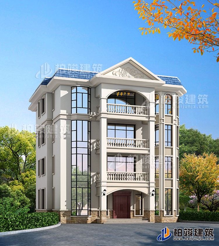 四層豪華歐式別墅自建樓房設(shè)計(jì)圖紙，帶效果圖和全套施工圖BZ407-簡(jiǎn)歐風(fēng)格