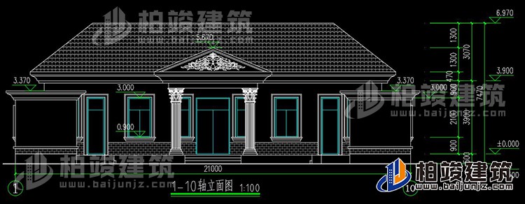 農(nóng)村蓋房設(shè)計(jì)大全一層房子的設(shè)計(jì)圖紙，帶漂亮的小院子BZ116-簡(jiǎn)歐風(fēng)格