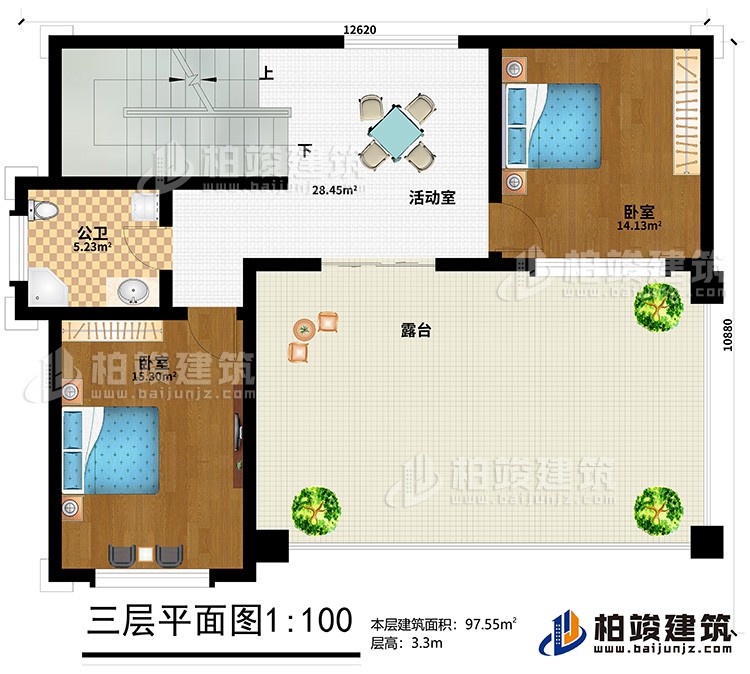 三層：活動室、2臥室、公衛(wèi)、露臺