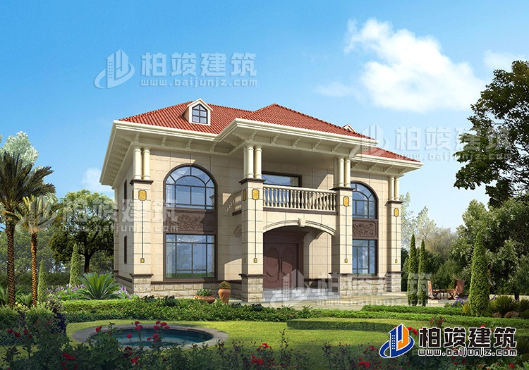 二層歐式復(fù)式小別墅設(shè)計(jì)方案，全套建筑設(shè)計(jì)圖紙BZ2518-簡(jiǎn)歐風(fēng)格