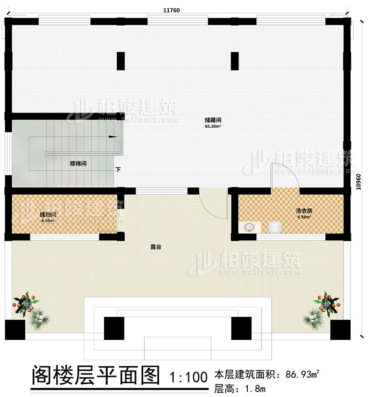 閣樓：2儲(chǔ)物間、樓梯間、洗衣房、露臺(tái)