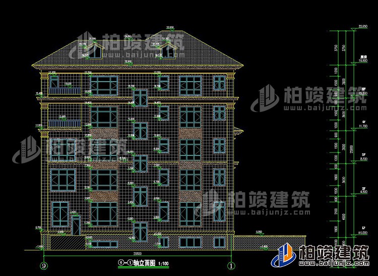 農(nóng)村五層自建房設(shè)計(jì)效果圖有電梯及地下車庫BZ506-新中式風(fēng)格